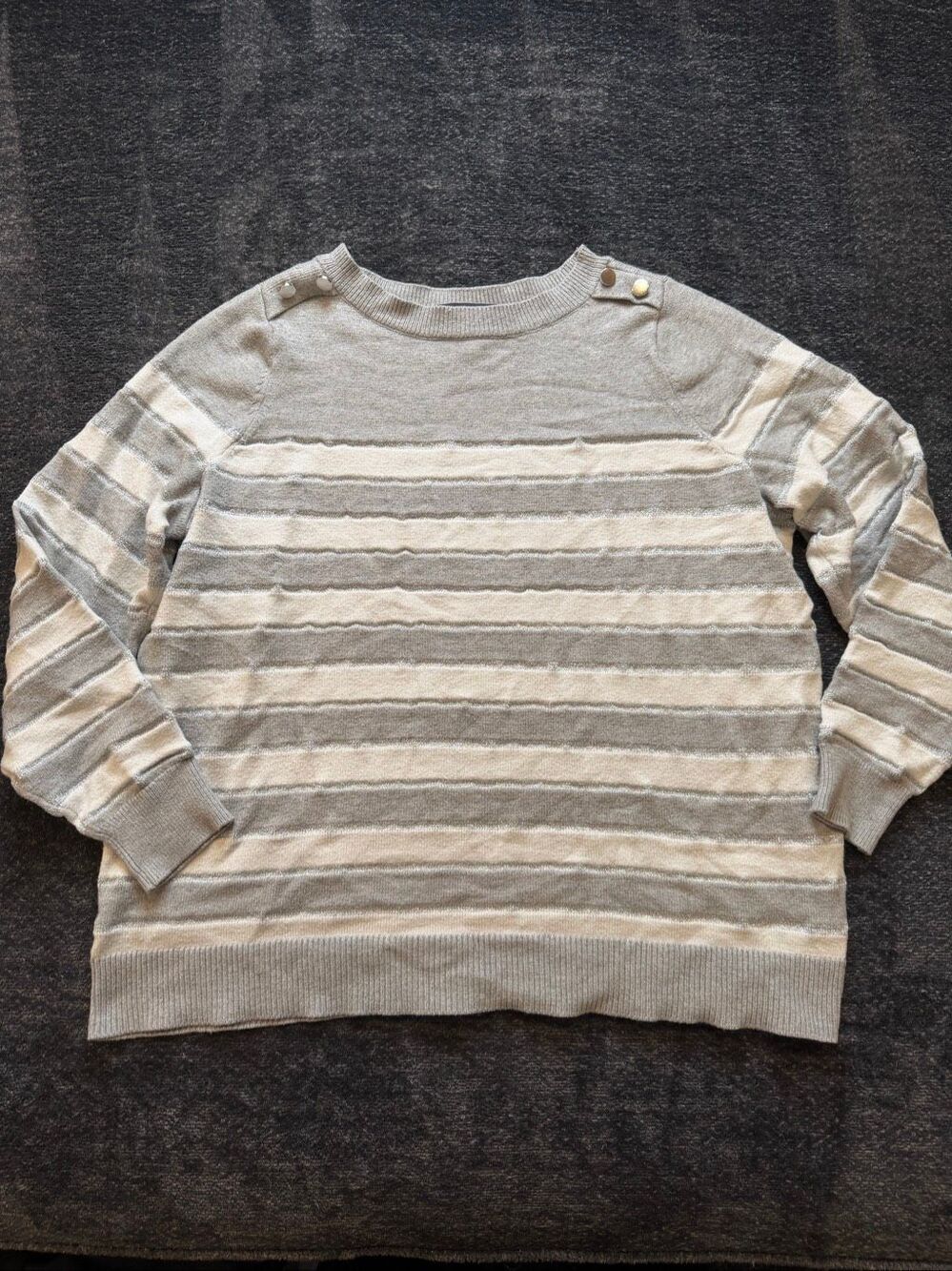 LANE BRYANT Women's Plus Gray Cream Striped Sweater 18/20
